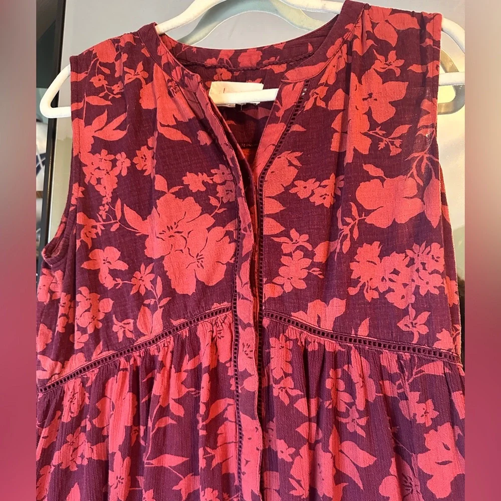 Anthropologie Sleeveless Nia Tunic in Wine Floral - Picture 7 of 12